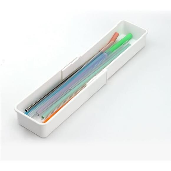 Expandable Straw Drawer Organizer Clear Plastic Kitchen Utensil Storage Holder - Picture 8 of 8